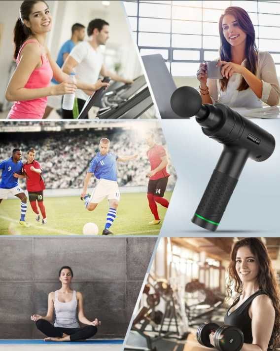 UPLAYTECK pistolet do masażu 30 prędkości 8 GŁOWIC DO MASAŻU 40 DB
