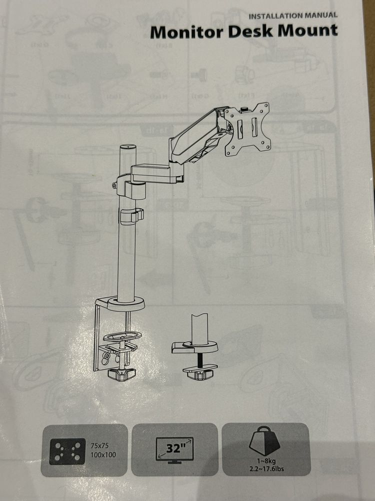 Uchwyt na monitor vesa do 8 kg i 32 cale
