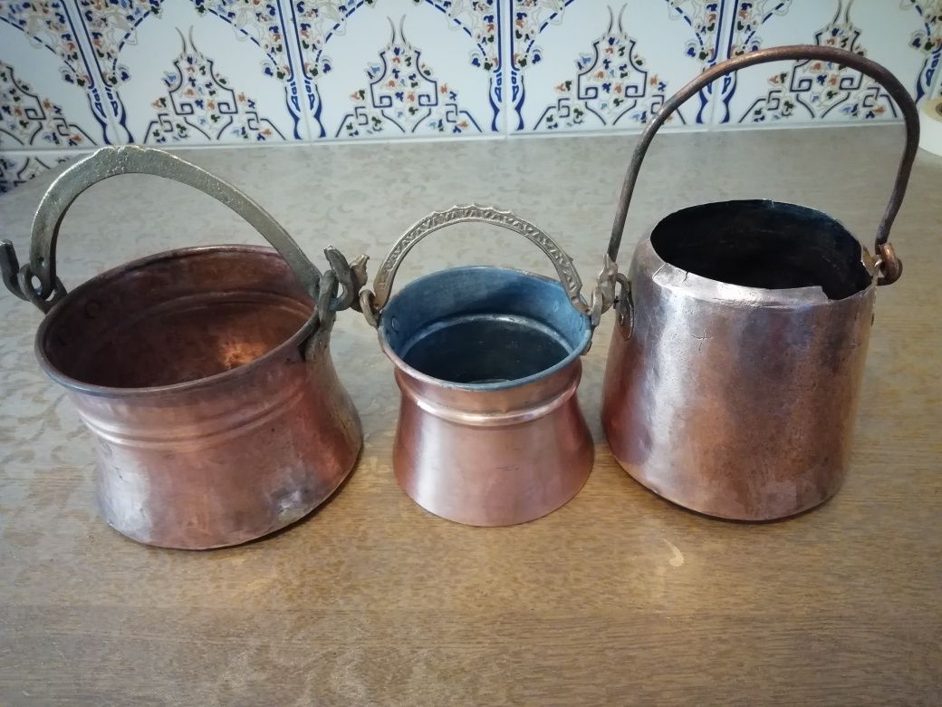 3  Potes pequenos em Cobre E Bucabolario Centenário