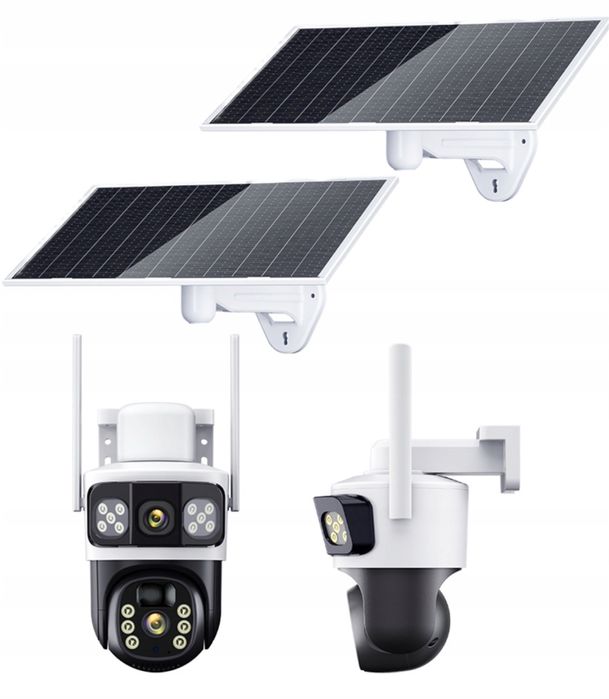 Podwójna Kamera Solarna Obrotowa Moitoring 2w1 LTE 4G Zewnętrzna SIM