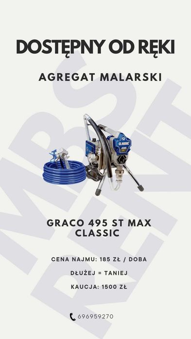 agregat malarski Graco 495 pełen osprzęt cleanshot przedłużki dysze