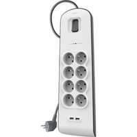 Listwa BELKIN Surge Protection-Zabezpieczenia-8 gniazd-2USB-NOWA-GW24