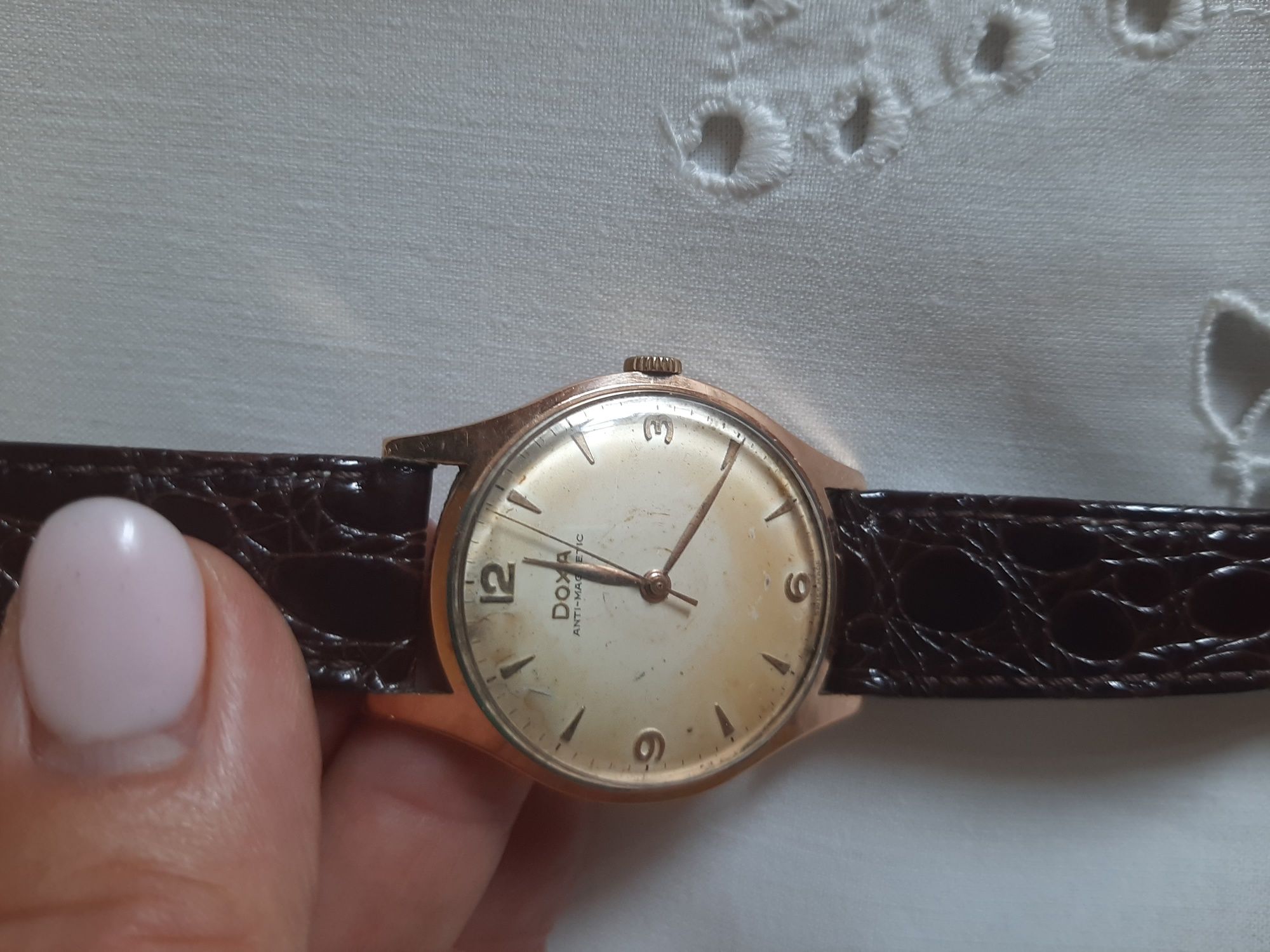 Doxa anti- magnetic złoty zegarek unisex lata sprawny, kolekcjonerski