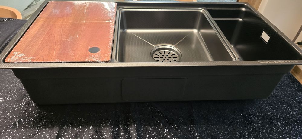 Zlew z nierdzewki 861x445x200 zlewozmywak czarny carbon