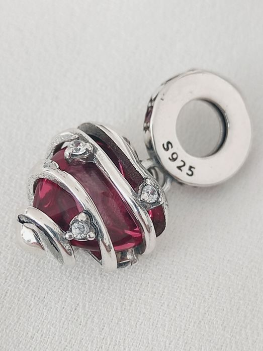 Zawieszka serce czerwone Charm's s925