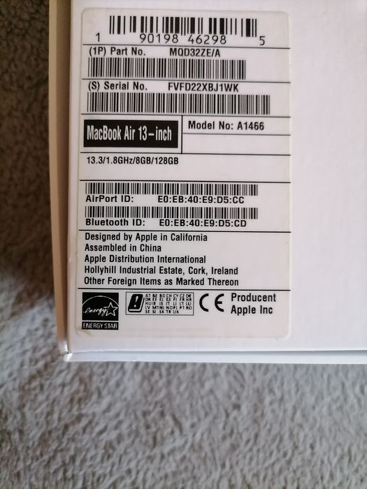 MacBook JAK NOWY 13 A1466 i5 8GB/128GB SSD 2017/20r bez blokad WiFi Bt