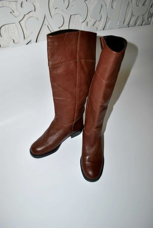 Сапоги кожаные женские Barratts Англия натуральные низкий каблук 24 см