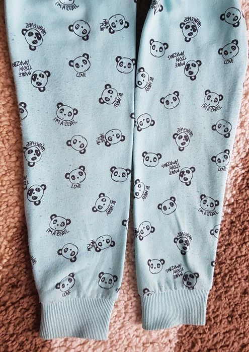 Bluza / bluzka r. 158 / 164, panda, brokat, zielona, miętowa, aplika