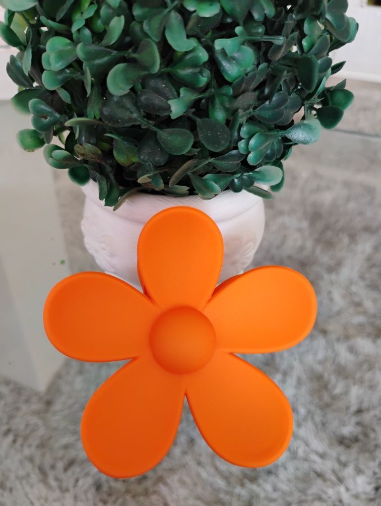 Klamra do włosów kwiat pomarańczowy 7 cm