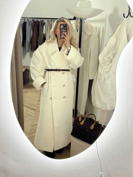 Пальто молочне український бренд cos вдягай  bazhane the coat