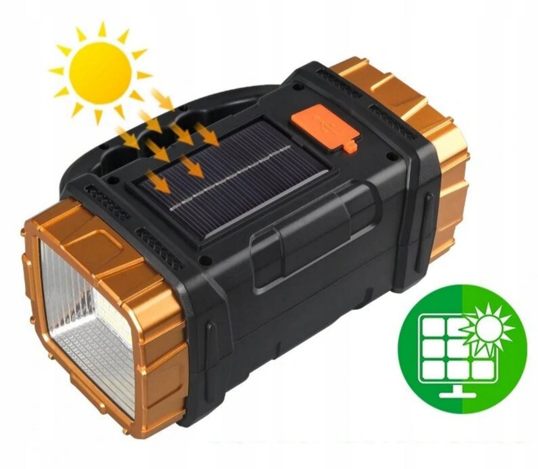 Latarka akumulatorowa solarna turystyczna 77 LED USB szperacz halogen