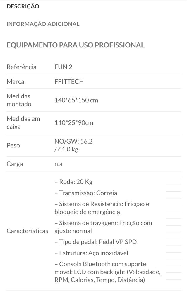 Bicicleta estatica profissional