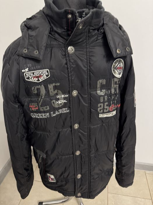 Camp David, markowa męska kurtka czarna L/XL, extra stan, ocieplana