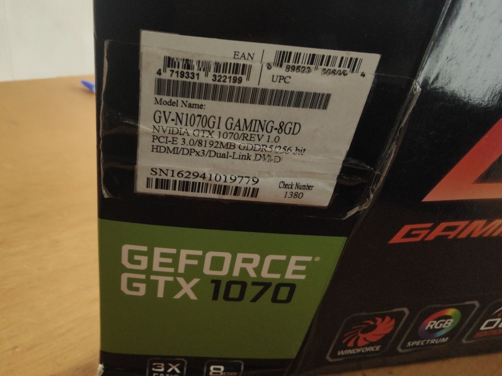 GeForce® GTX 1070 G1 Gaming 8G (rev. 1.0)