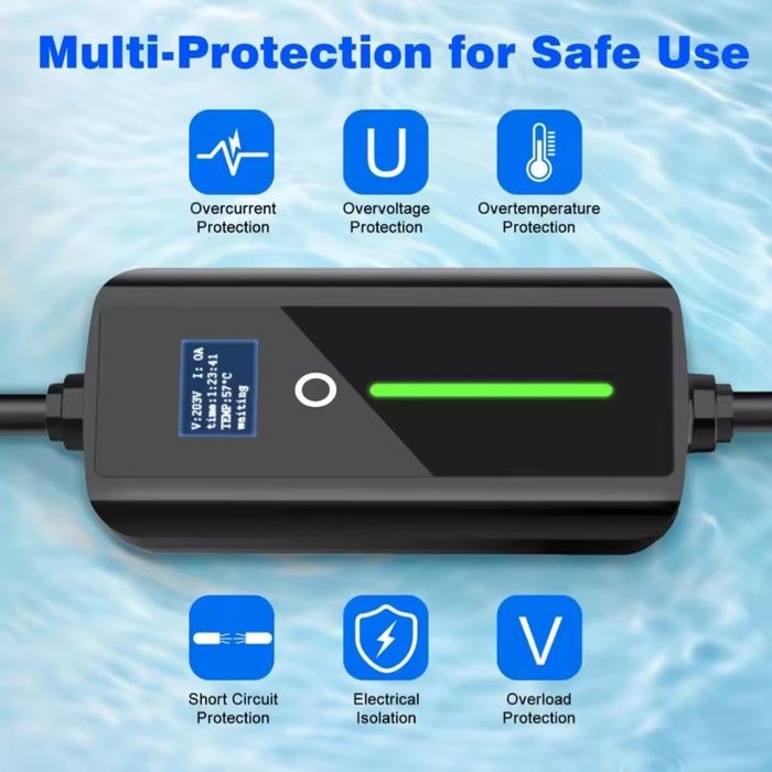 Carregador Portátil Eletricos 7 kw - 32A - c/ Bolsa e 5 METROS CABO