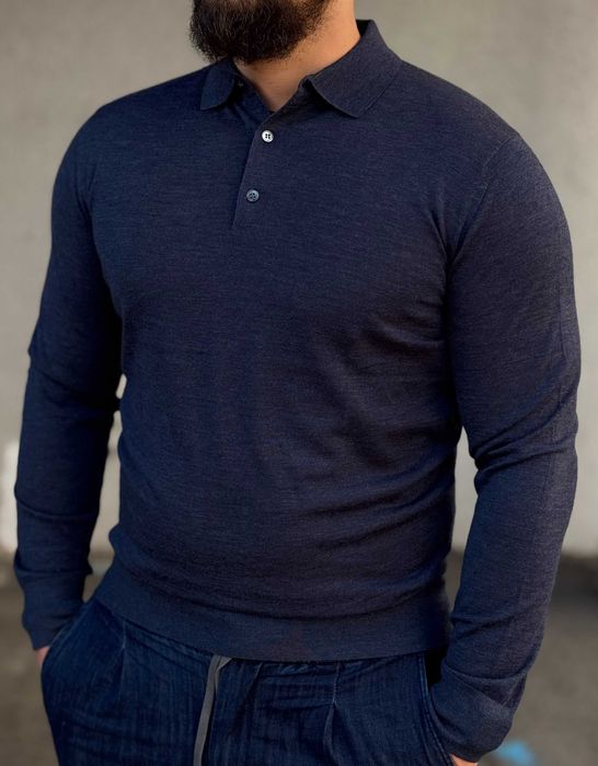 Чоловічі брендові поло з довгим рукавом