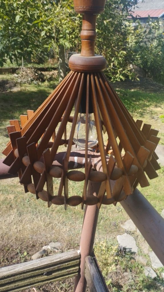 Lampa sufitowa drewno prl
