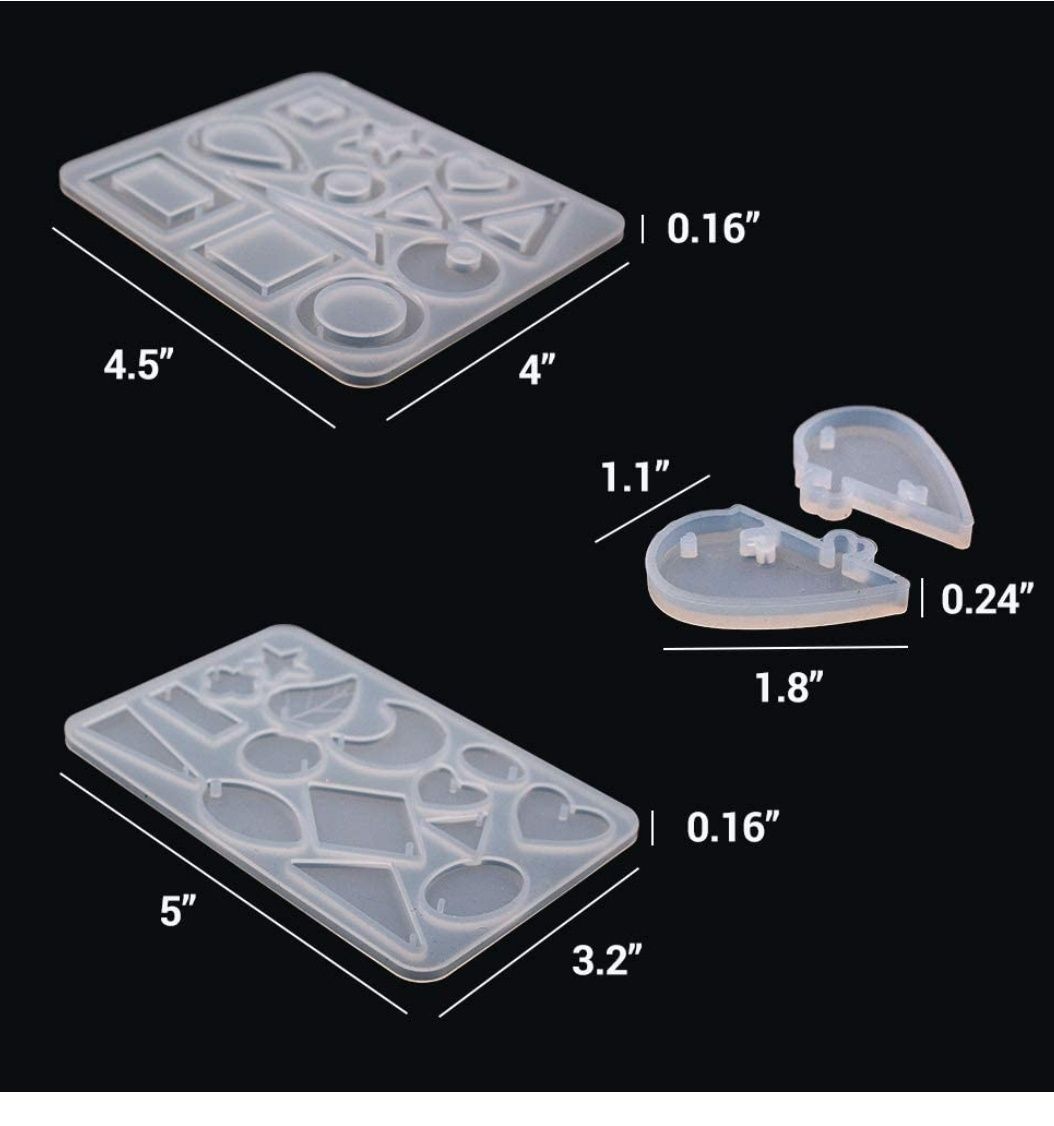 252 peças de moldes para pendurar joias, kits de resina de silicone