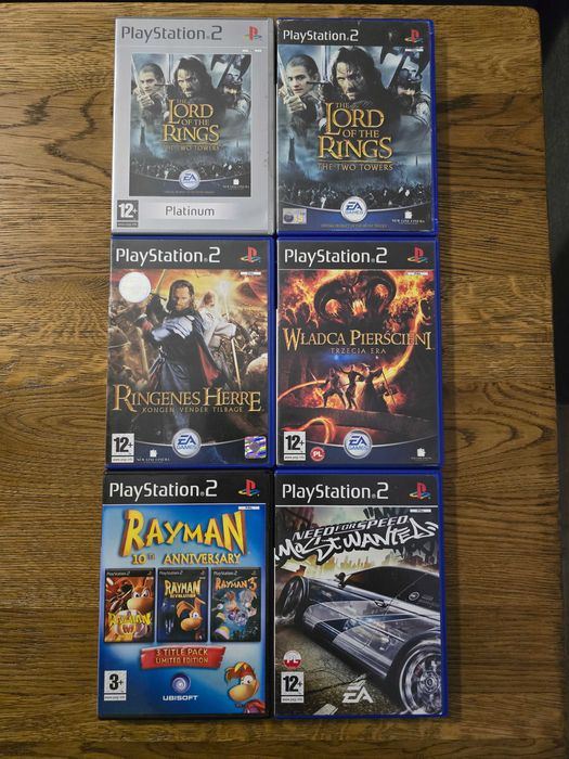 Gry do PS2, zestaw 6 gier. Most wanted, Władca pierścieni, Rayman