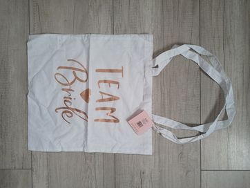 Biała torba bawełniana z napisem Team bride nowa