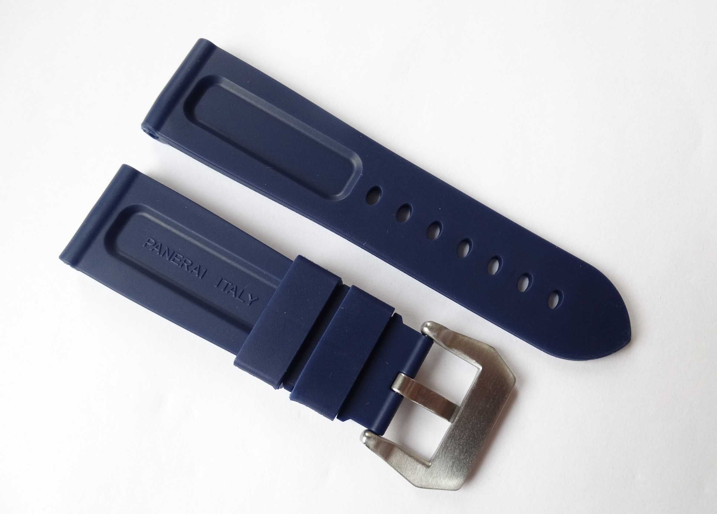 Granatowy pasek silikonowy 24mm do zegarka Panerai PAM gumowy