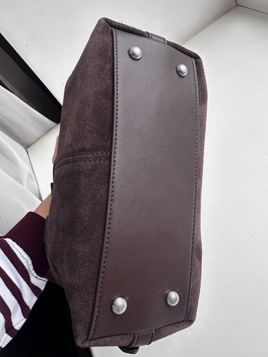 шоколадна сумка натуральна замша+шкіра