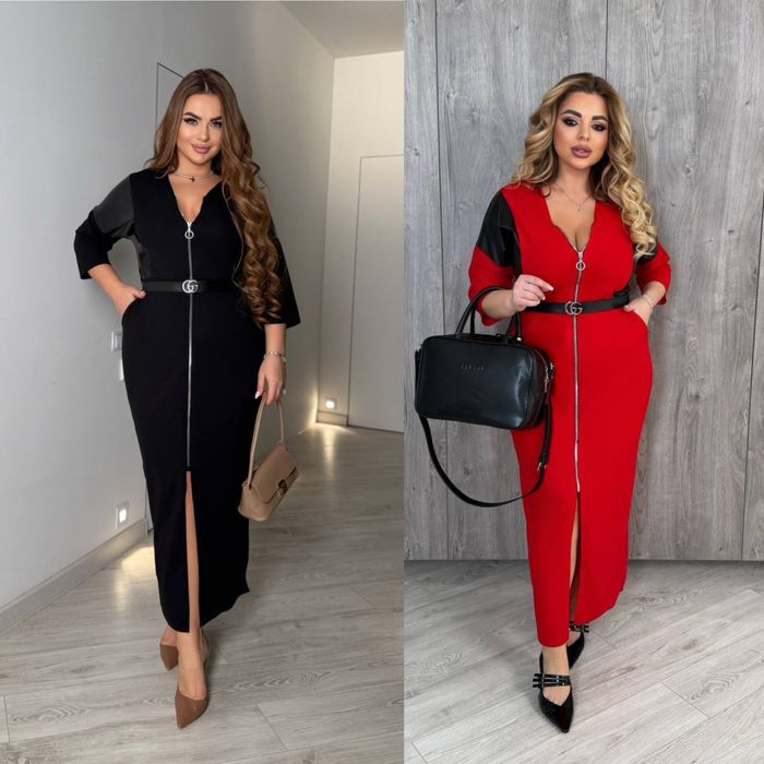 Женское платье батал 50-60 черный,красный Жіноча сукня преміум якість