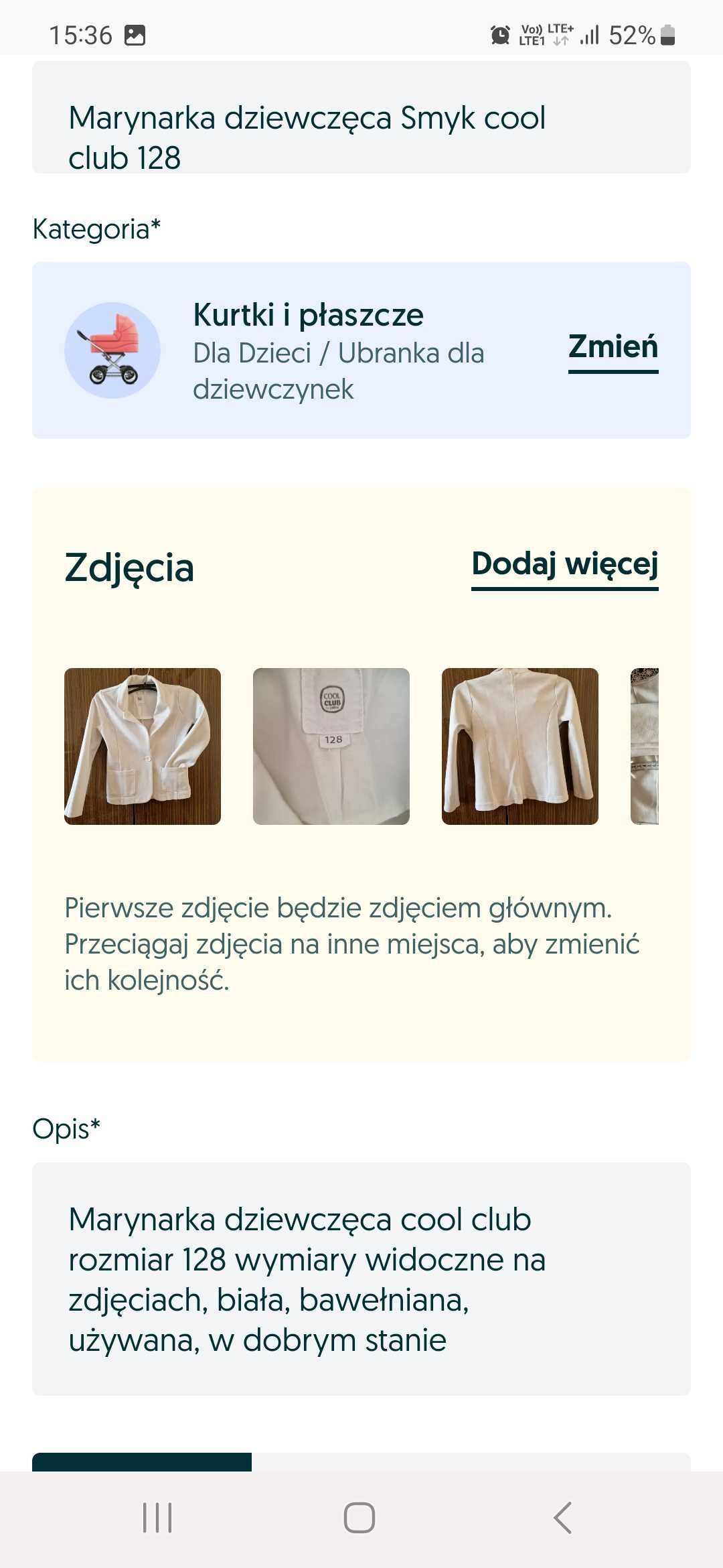 Marynarka dziewczęca