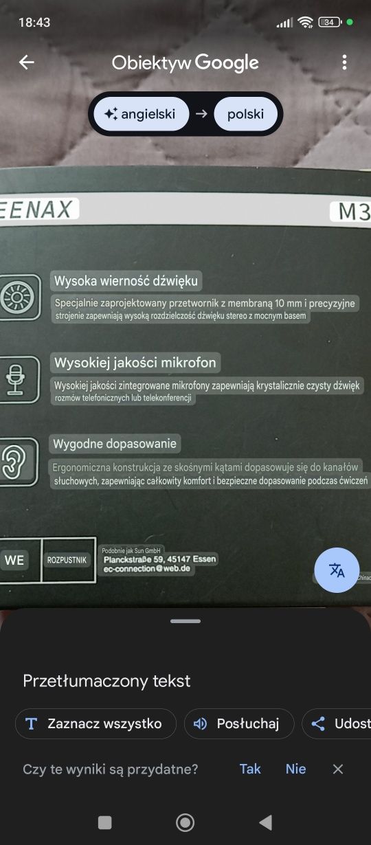 Słuchawki przewodowe Veenax M3