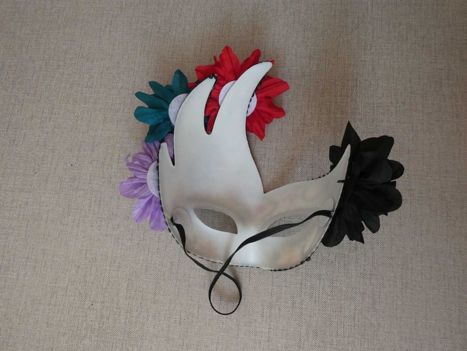 Máscara Olhos Dia de los Muertos com Flores - Halloween