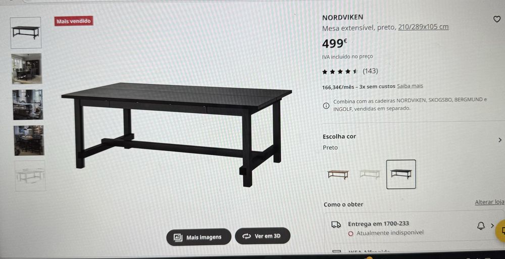 Mesa extensivel 210/289cm