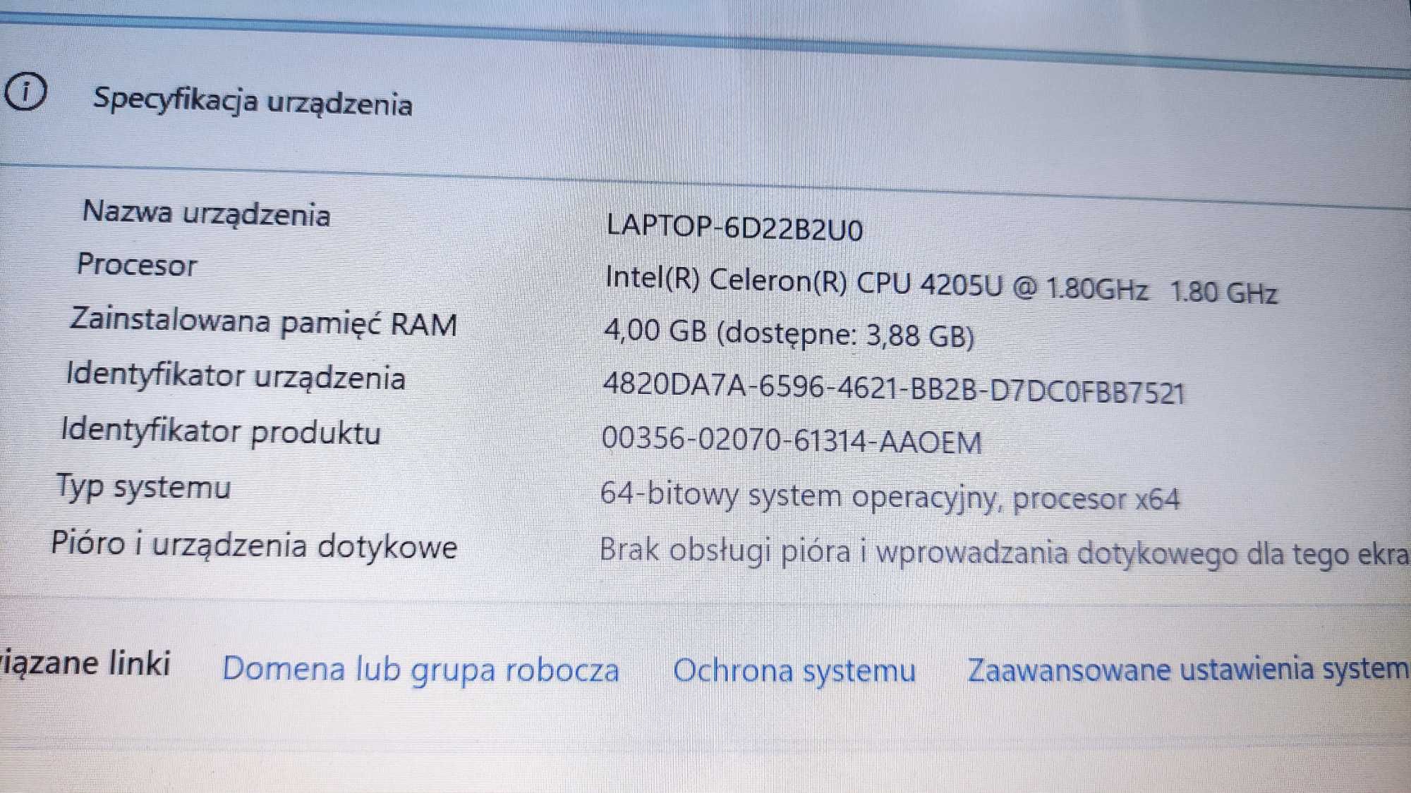!! Sprzedam Lenovo Ideapad S145-14IWL Intel SSD128GB 4GB DDR4 !!