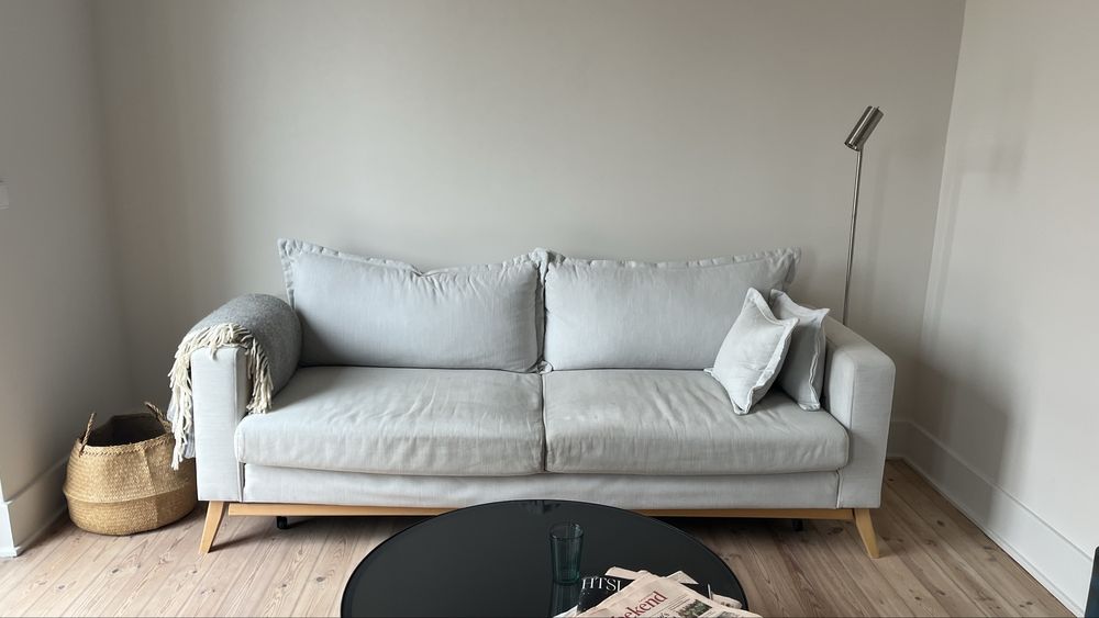 Scandinavian 3/4 seater sofa bed in beige