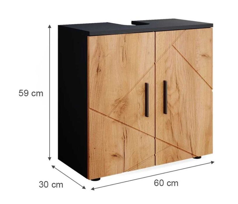 Szafka pod umywalkę Złoty dąb/antracyt 60 cm