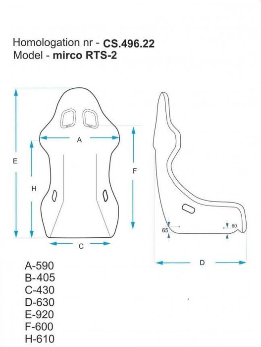 Fotel kubełkowy Mirco RTS-2 FIA motorsport/drift/rally/simracing