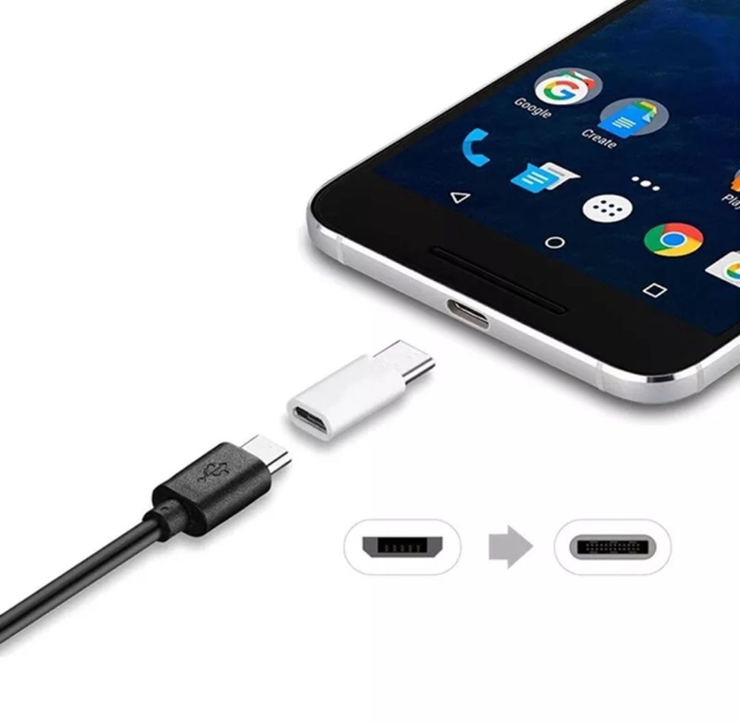 Переходник адаптер micro USB Type - C Колір білий