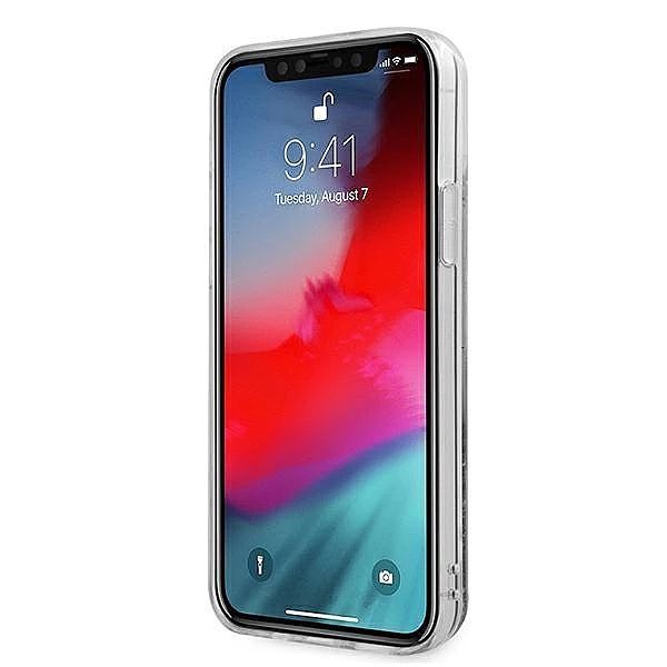 Etui Guess 4G Big Liquid Glitter na iPhone 12 Pro Max - srebrne