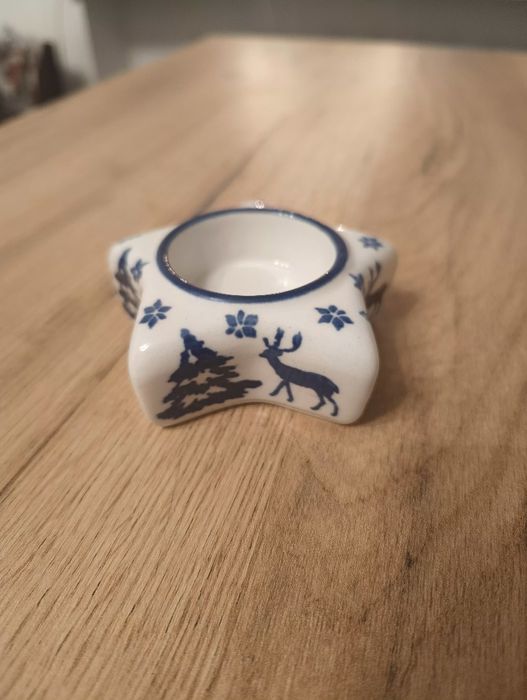 Świecznik renifery Ceramika Artystyczna Bolesławiec