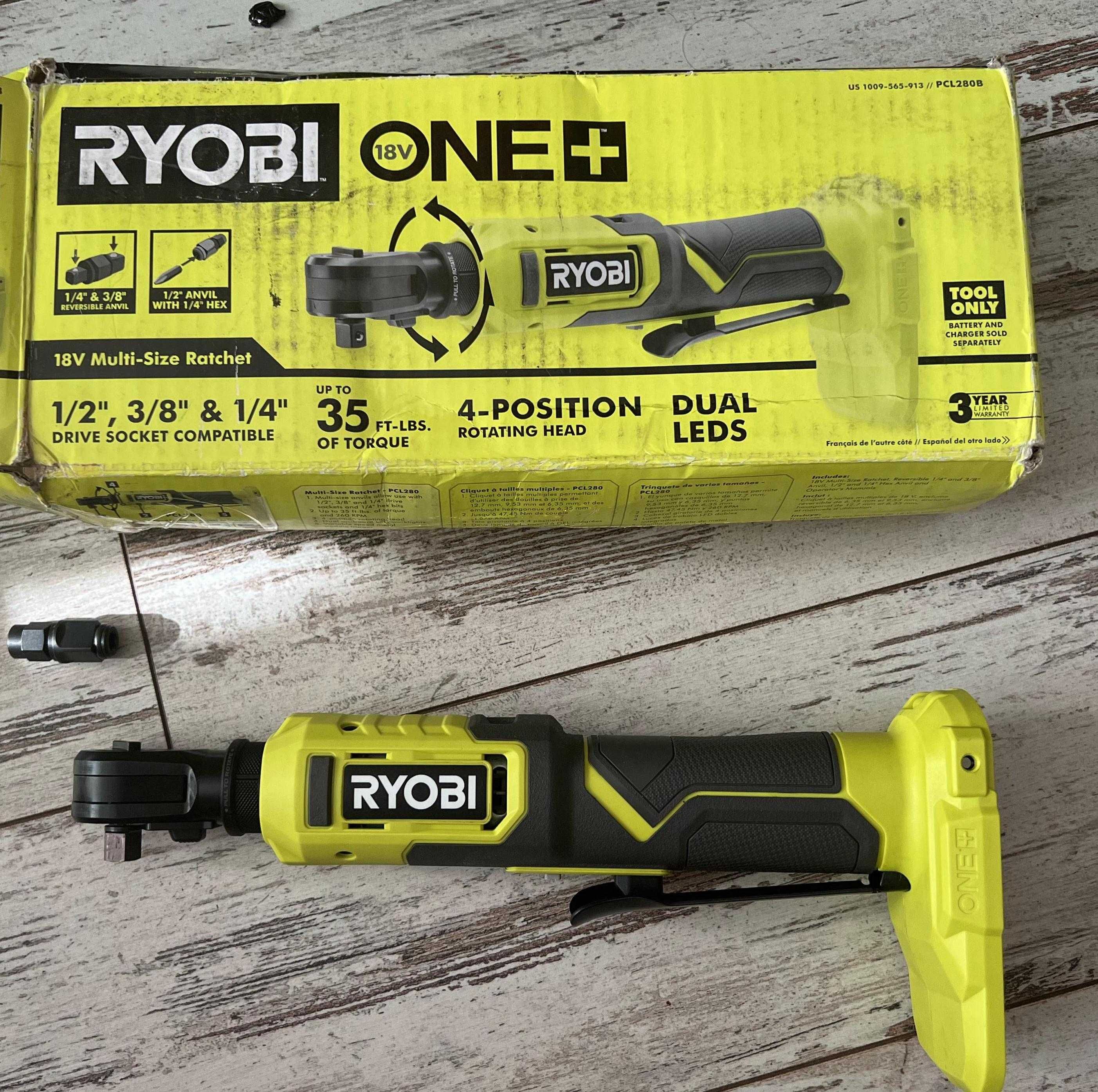 Бездротова мультирозмірна трещітка ключ храповик Ryobi One+ PCL280