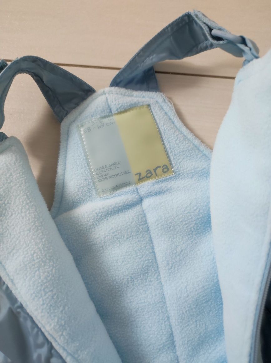 Zara błękitne spodnie zimowe ocieplane polarem rozmiar 58-69 cm