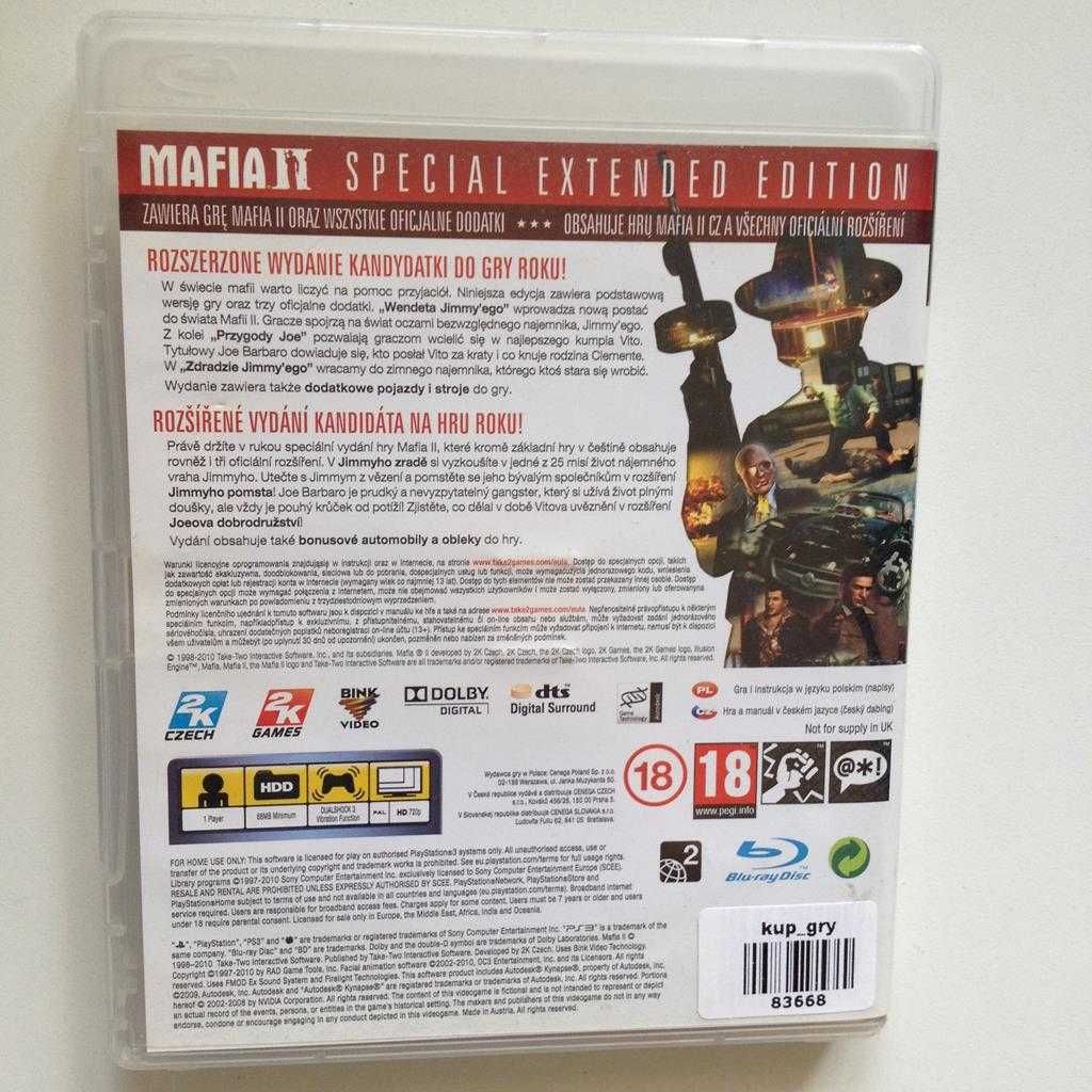 Mafia II 2 Special Extended Edition + Mapa PS3 PL Sklep W-wa Ursynów