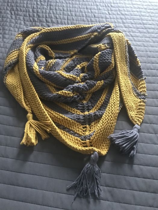 Chusta trójkątna bawełniana, ręcznie robiona