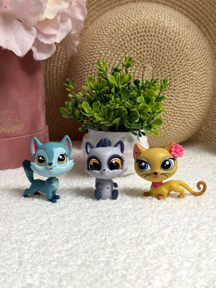 Zestaw 3 oryginalnych LPS - kotek, lemur, lis