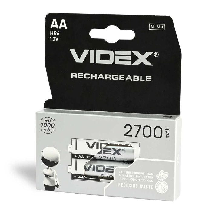 Акумулятори Videx Li-ion 16340, 14500, 18650, 21700, 26650; Ni-MH AAA