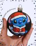 Szklana matowa bombka ręcznie malowana- Stitch z bajki Lilo & Stitch