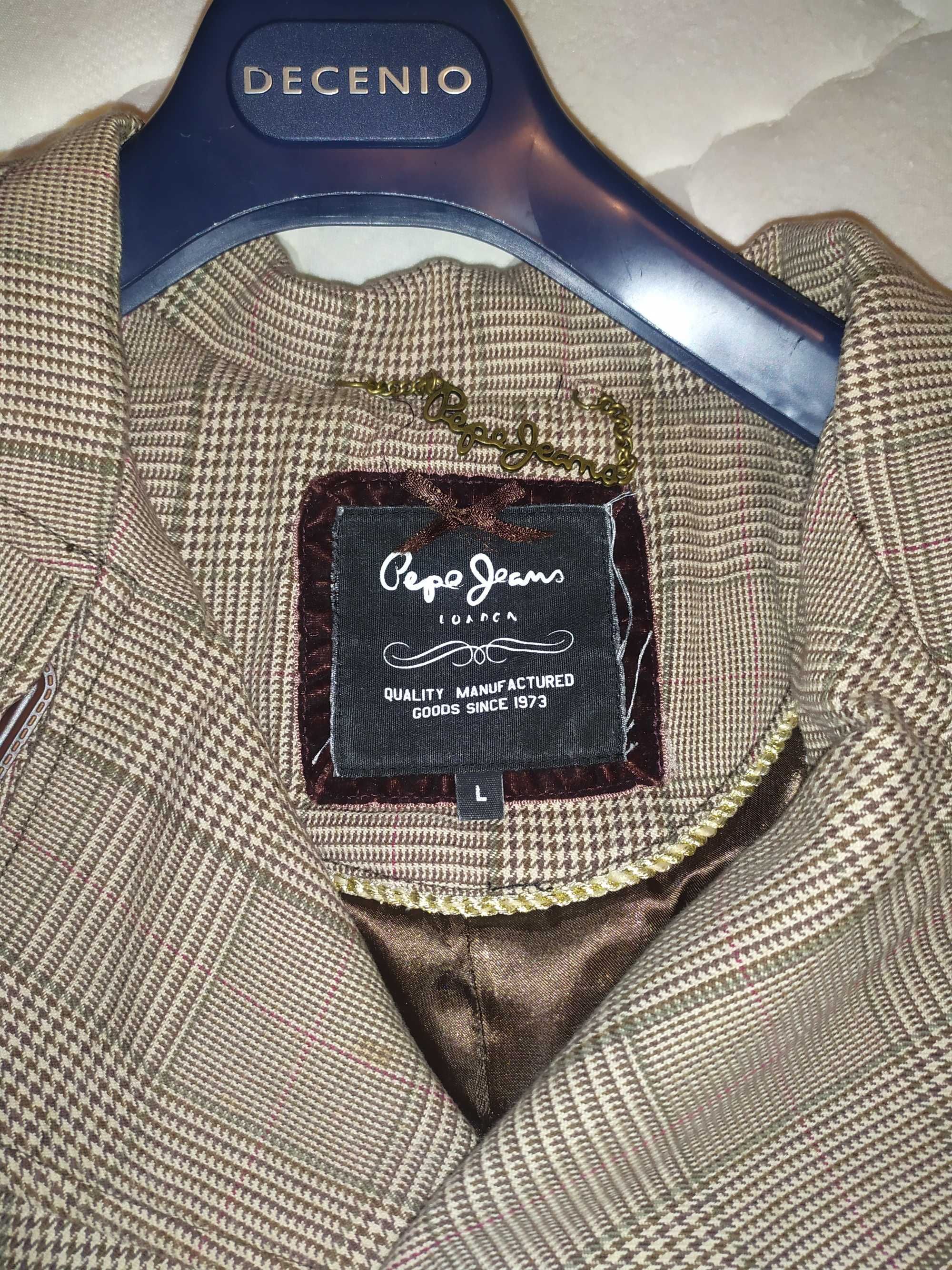 Casaco Feminino Pepe&Jeans xadrez castanho com cinto
