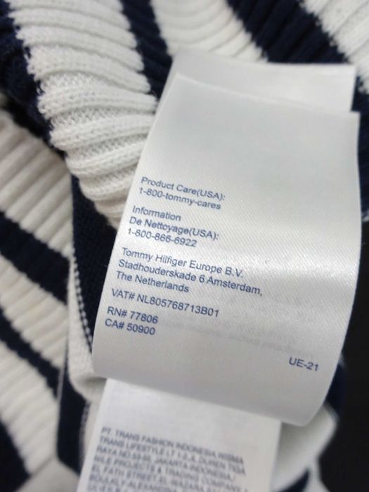H7 dopasowany sweter damski Tommy Hilfiger elegancki paski prążek S 36
