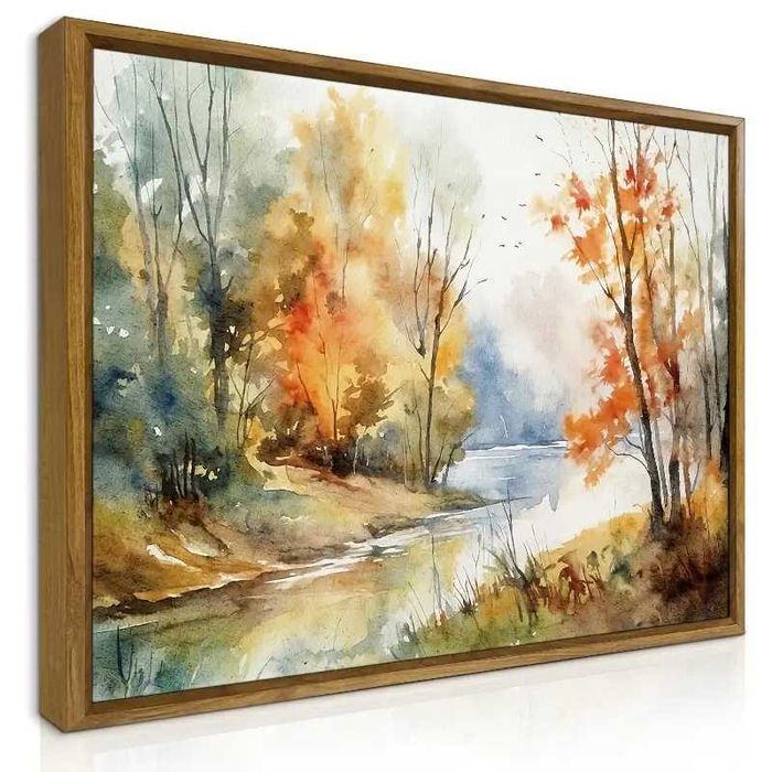 Art Deco Akwarelowy Pejzaż na Płótnie,