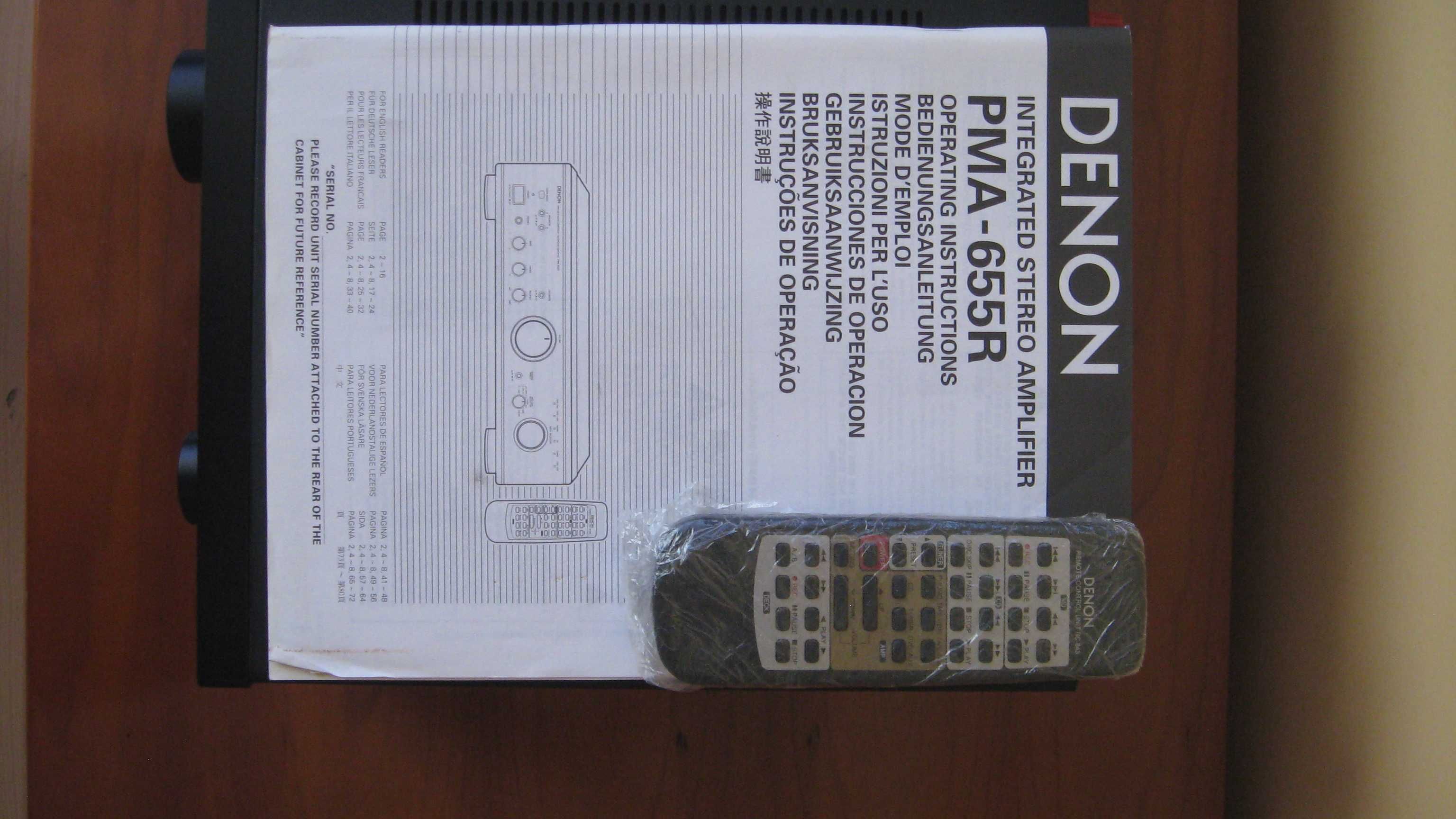 Amplificador DENON PMA 655 R com comando e manual de instruções