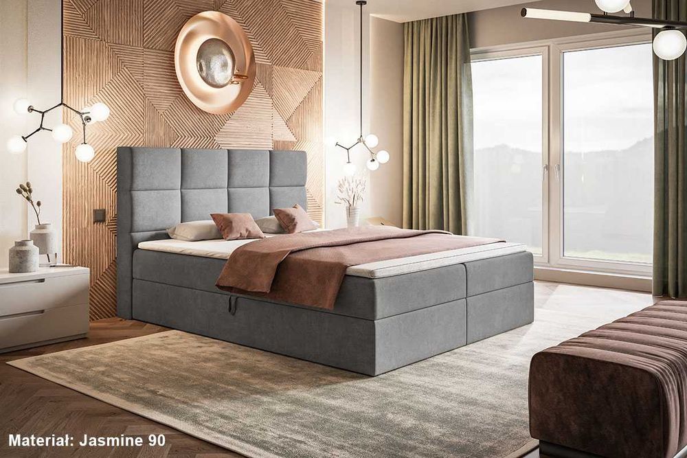 Łóżka Łóżko kontynentalne box ALFA 140x200 160x200 180x200 z materacem